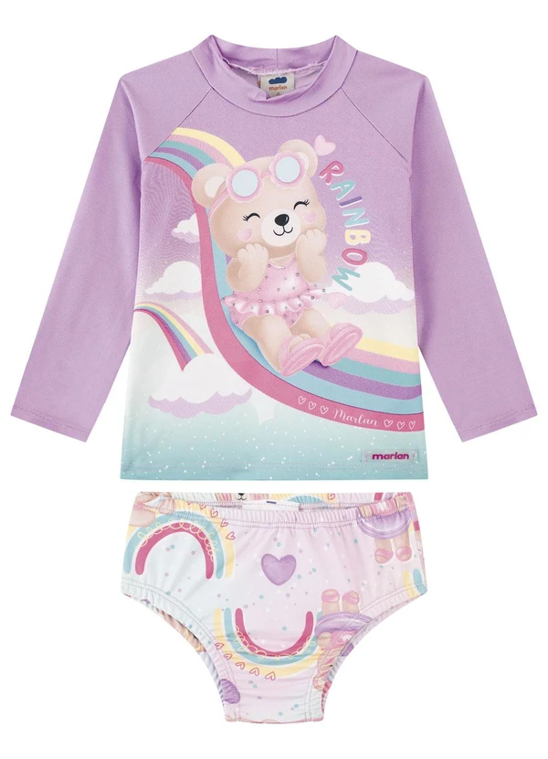 Marlan - Conjunto Blusa Manga Longa e Tanga Bebê Roxo
