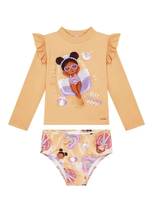 Marlan - Conjunto Blusa Manga Longa e Tanga em Laranja - MARLAN