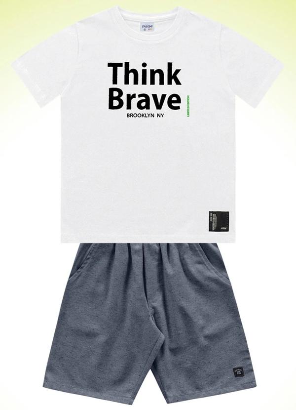 Fakini Kids - Conjunto Camiseta e Bermuda Branco