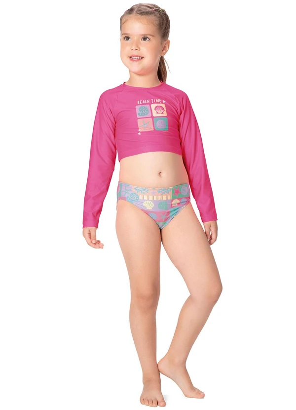 Malwee Kids - Conjunto Conchas Malha Uv Rosa 1