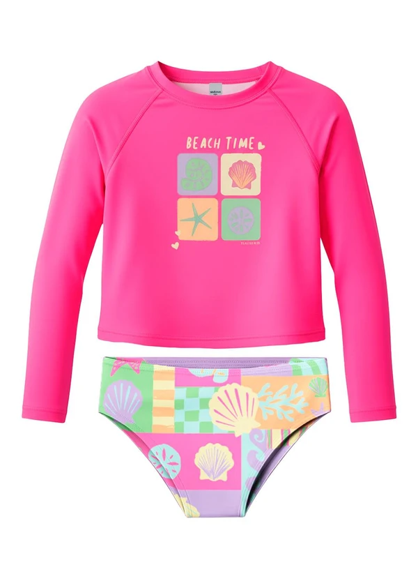 Malwee Kids - Conjunto Conchas Malha Uv Rosa 2