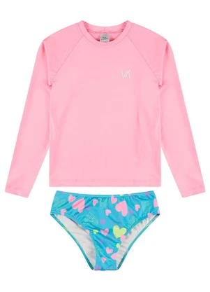Vida Costeira - Conjunto Blusa Infantil Manga Longa Uv 50+ Basic Rosa - VIDA COSTEIRA