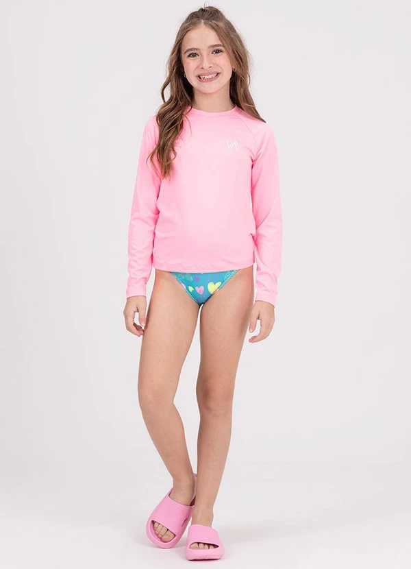 Vida Costeira - Conjunto Cropped Uv 50+ Arco-Íris Rosa