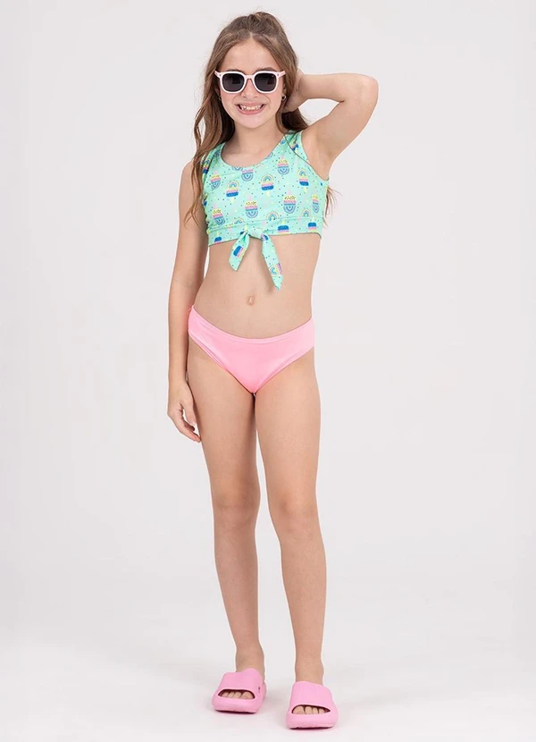 Vida Costeira - Conjunto Infantil Cropped Uv 50+ Nozinho Verde