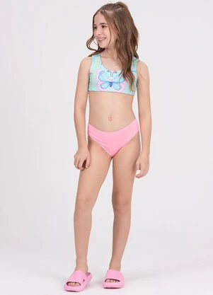 Vida Costeira - Conjunto Infantil Cropped Uv 50+ Butterfly Verde - VIDA COSTEIRA