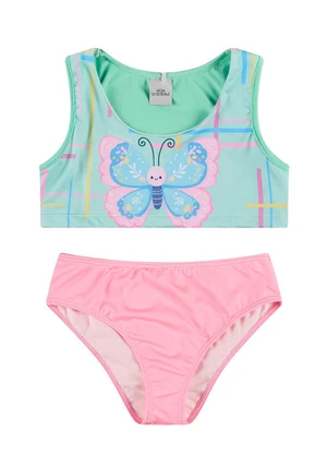 Vida Costeira - Conjunto Infantil Cropped Uv 50+ Butterfly Verde - VIDA COSTEIRA