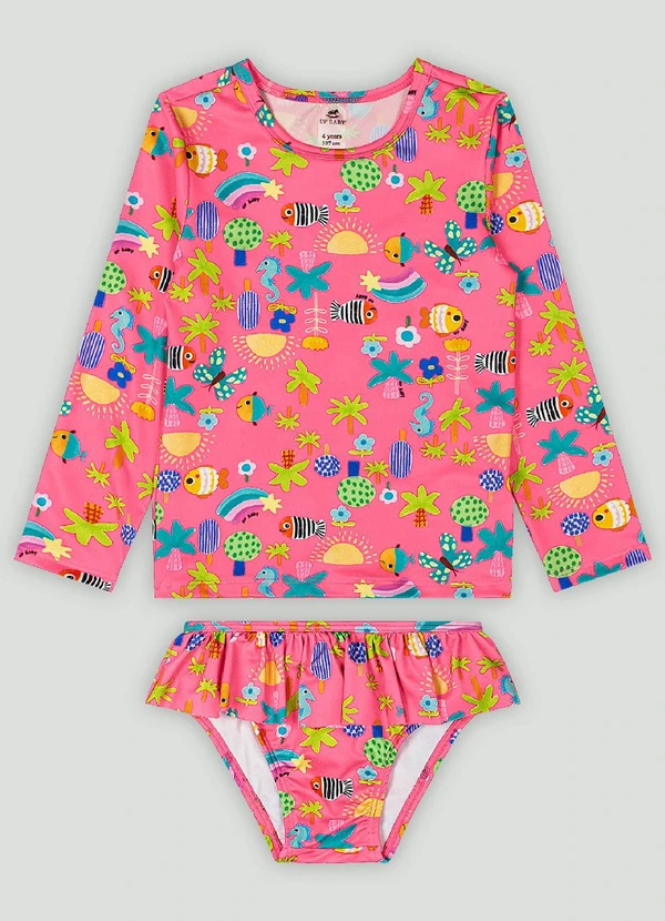 Up Baby - Conjunto de Biquíni Blusa e Calcinha Rosa