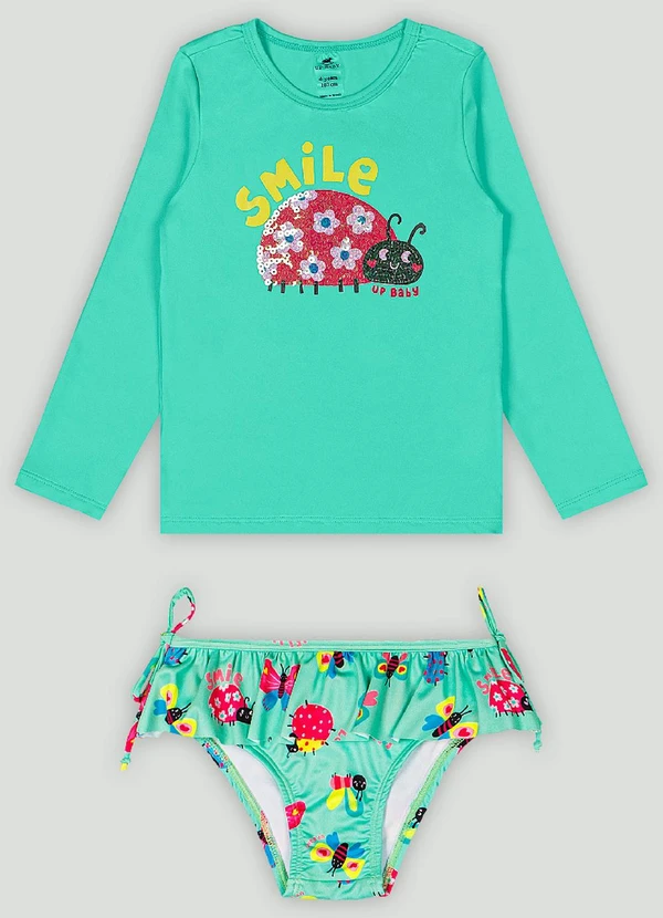 Up Baby - Conjunto de Biquíni Blusa e Calcinha Verde