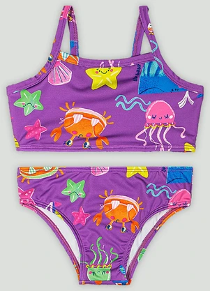 Conjunto de Biquíni Top e Calcinha Up Baby Roxo - UP BABY