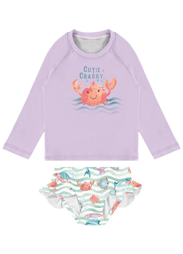 Malwee Kids - Conjunto Lilás Cute Crabby Malha Uv Menina