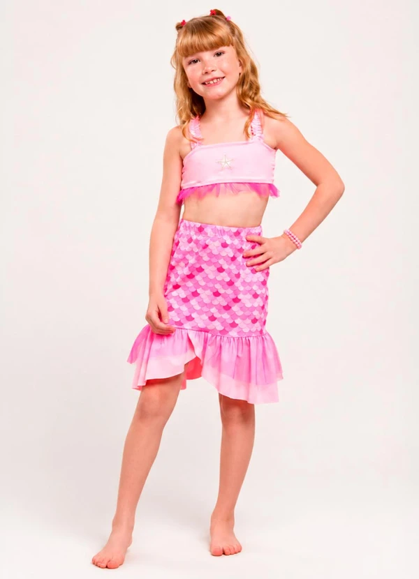 Vida Costeira - Conjunto Praia Infantil Menina Uv50+ Biquíni 3 Peç
