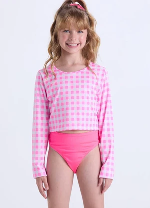 Vida Costeira - Conjunto Praia Manga Longa Uv50+ Xadrez  Rosa - VIDA COSTEIRA