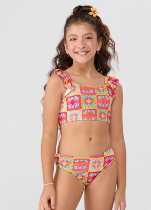 Vida Costeira - Conjunto Praia Uv50+ Regata Babado Crochê - VIDA COSTEIRA