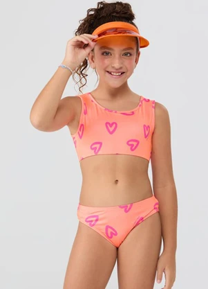 Vida Costeira - Conjunto Praia Uv50+ Top Corações Laranja - VIDA COSTEIRA