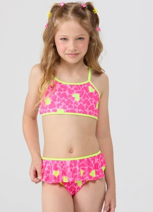 Vida Costeira - Conjunto Praia Uv50+ Top Regata Corações Pink - VIDA COSTEIRA