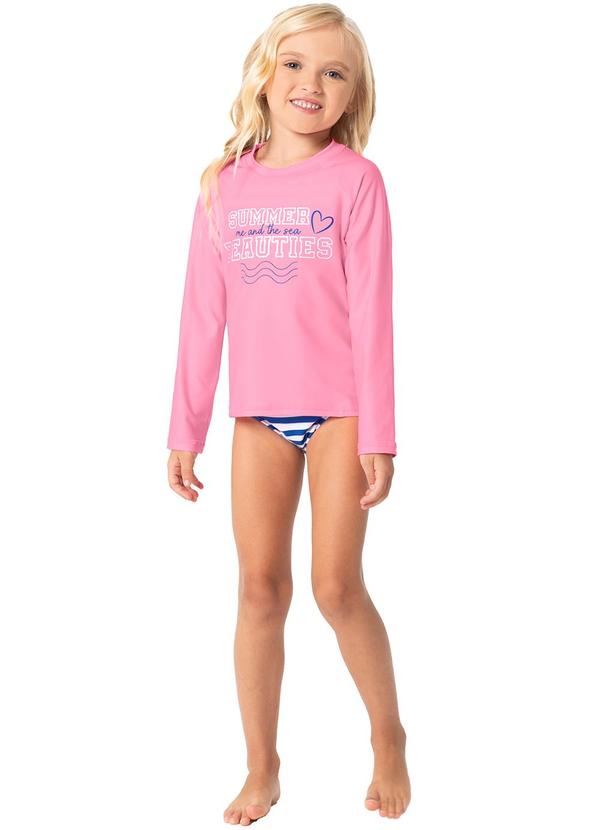 Malwee Kids - Conjunto Rosa Praia Summer Listrado Menina