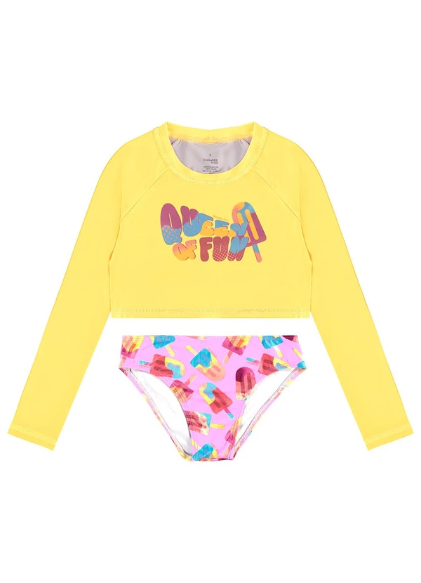 Malwee Kids - Conjunto Sorvete Malha Uv50 Amarelo