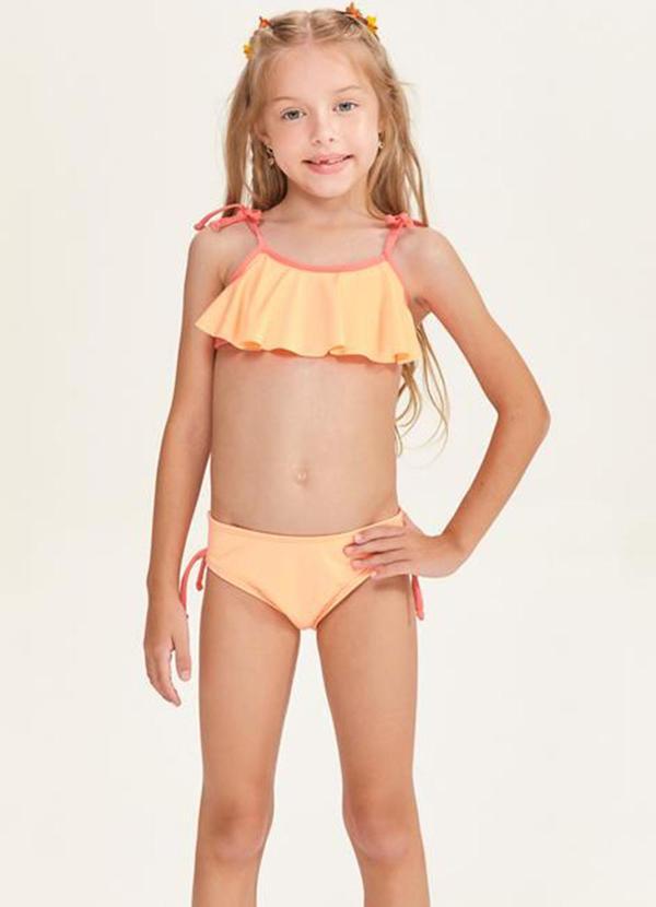 Mormaii - Conjunto Top Alças com Babado e Calcinha Coral