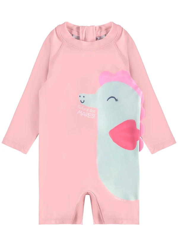 Malwee Kids - Macacão Cavalo-Marinho Malha Uv50 Rosa 2