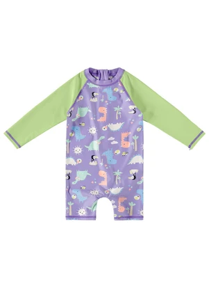 Malwee Kids - Macacão Lavanda Curto Dino Uv50+ Menina - MALWEE KIDS