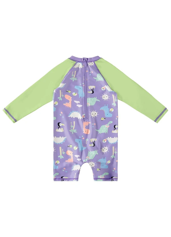 Malwee Kids - Macacão Lavanda Curto Dino Uv50+ Menina 3
