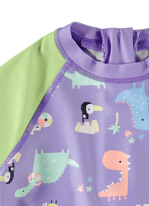 Malwee Kids - Macacão Lavanda Curto Dino Uv50+ Menina 4
