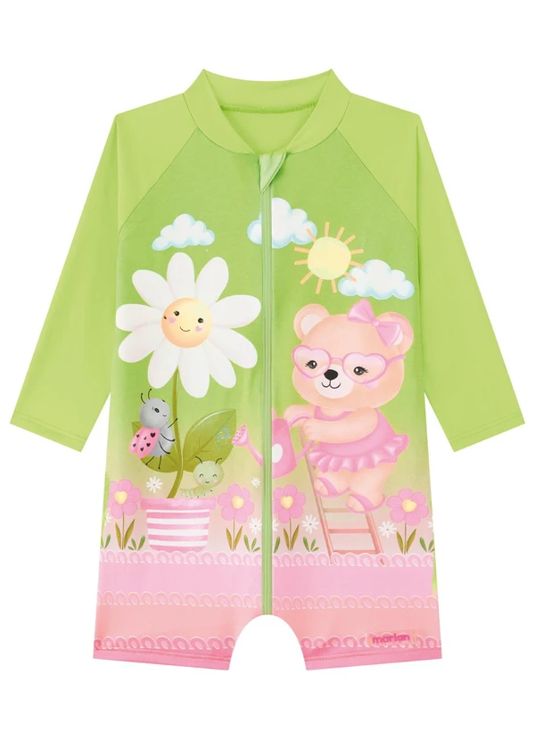 Marlan - Macacão Praia Infantil Menina Verde