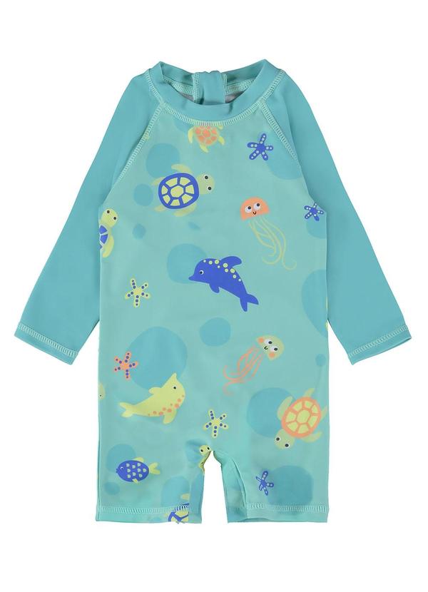 Malwee Kids - Macacão Azul Animais Marinhos Menina