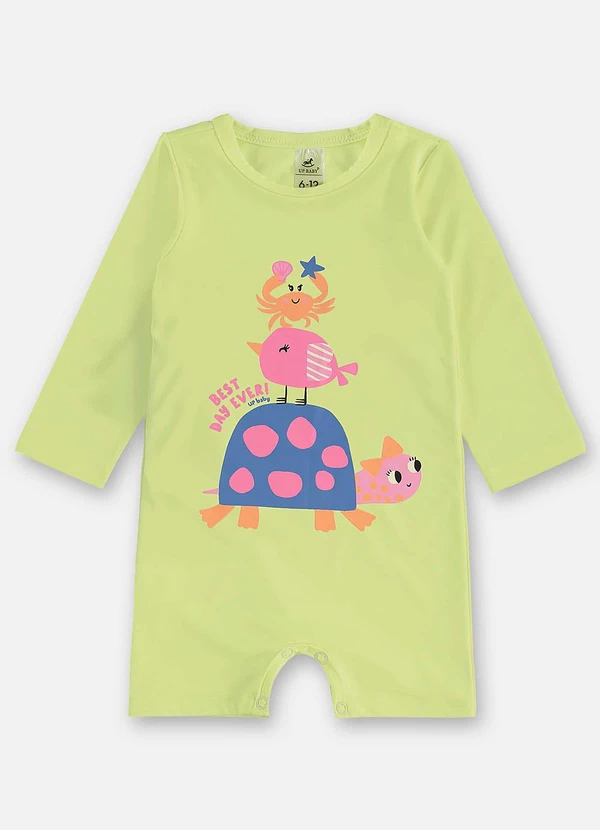 Up Baby - Macaquinho Bebê Menina Fps +50 Verde 2