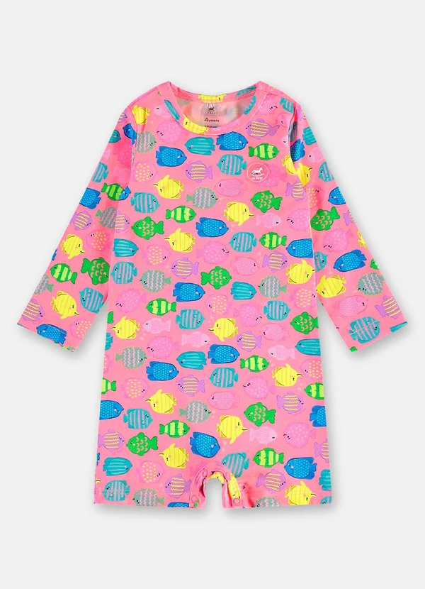 Up Baby - Macaquinho Praia Fps 50+ Peixinhos Rosa