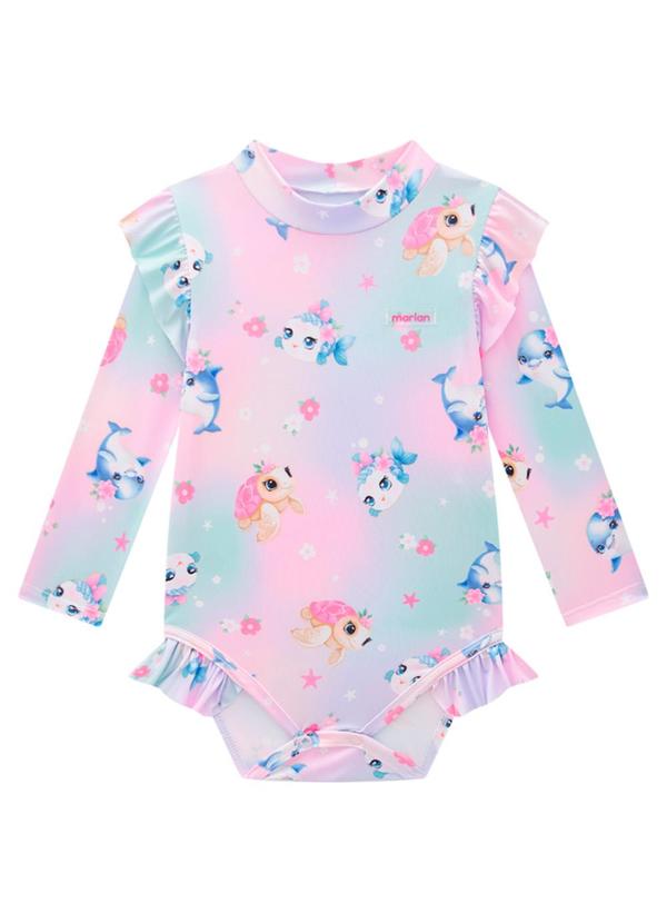 Marlan - Maiô Bebê em Malha Proteção Uv Cute Ocean Rosa