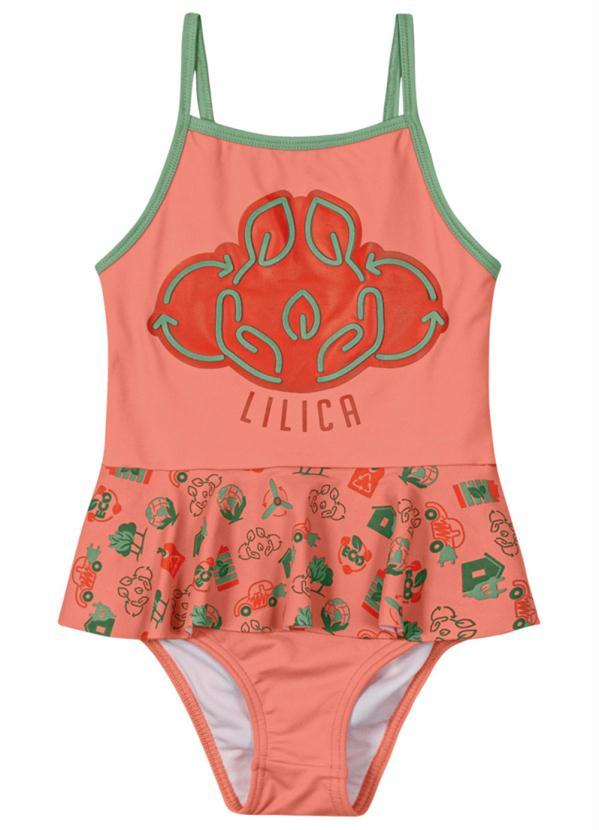 Lilica Ripilica - Maiô com Proteção Solar Infantil Laranja