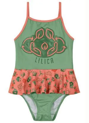 Lilica Ripilica - Maiô com Proteção Solar Infantil Verde - LILICA RIPILICA
