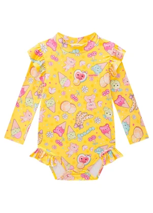 Marlan - Maiô em Malha Proteção Uv Cute Ocean Amarelo - MARLAN