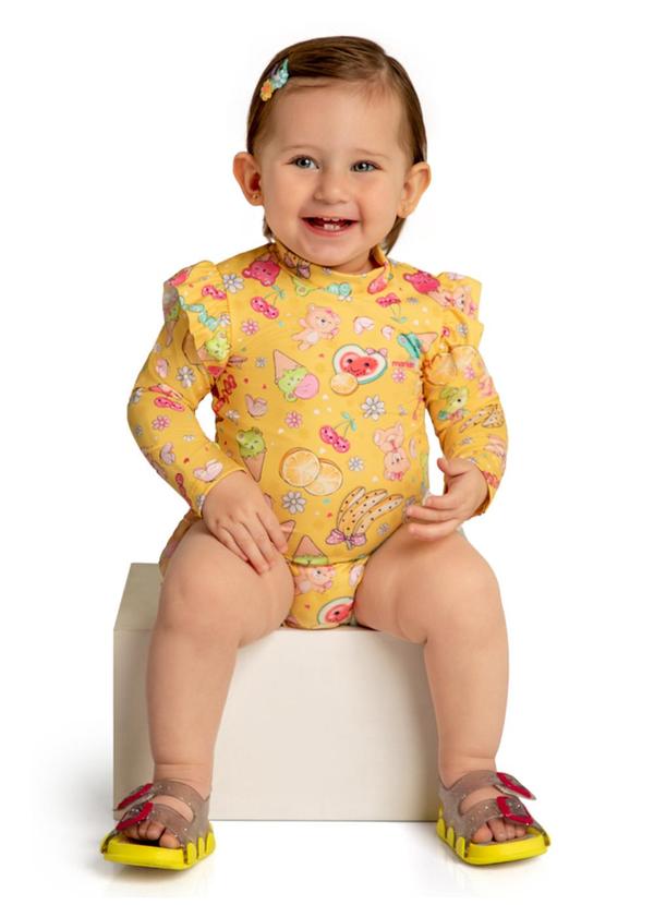 Marlan - Maiô em Malha Proteção Uv Cute Ocean Amarelo
