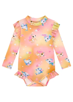 Marlan - Maiô em Malha Proteção Uv Cute Ocean Laranja - MARLAN