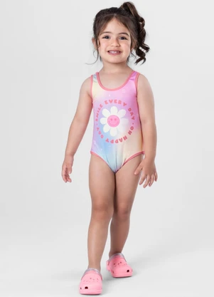 Brandili - Maiô em Malha Uv Infantil Menina  Rosa - BRANDILI