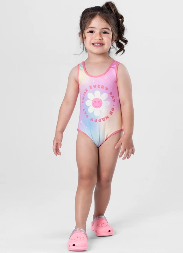 Brandili - Maiô em Malha Uv Infantil Menina Rosa