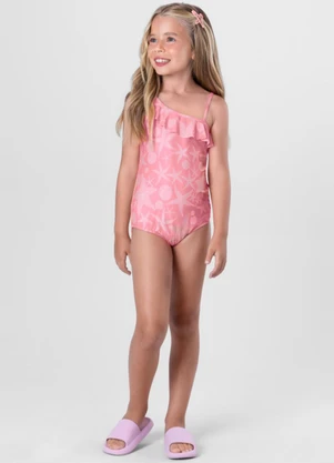 Brandili - Maiô em Malha Uv Infantil Menina  Rosa - BRANDILI