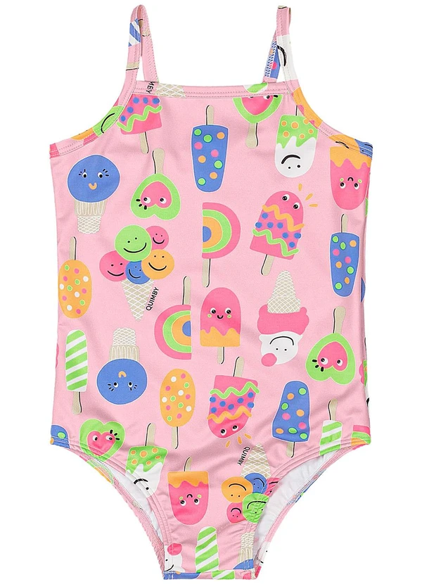 Quimby - Maiô Estampado Fps +50 Menina Rosa