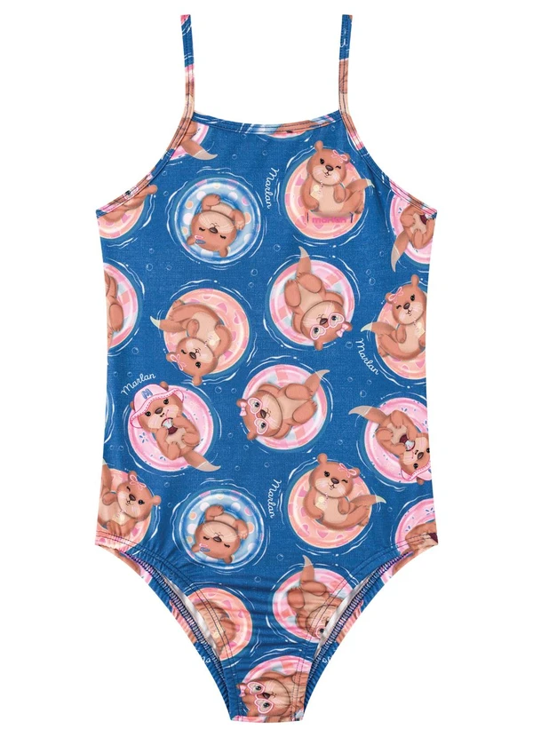 Marlan - Maiô Estampado Infantil Menina Proteção Uv Azul