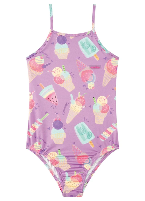 Marlan - Maiô Estampado Infantil Menina Proteção Uv Roxo