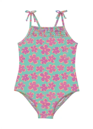 Malwee Kids - Maiô Floral Uv50+ Verde Turquesa - MALWEE KIDS