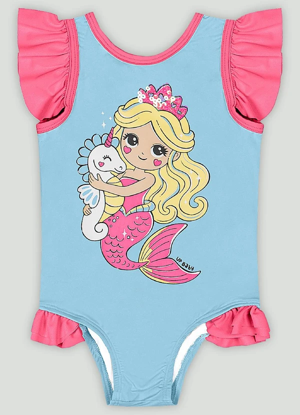 Up Baby - Maiô Infantil com Fps+50 e Babados Up Baby Azul