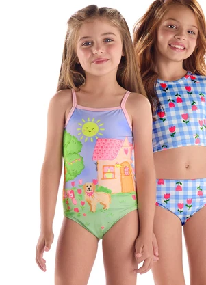 Quimby - Maiô Infantil em Malha Uv Dry Rosa - QUIMBY