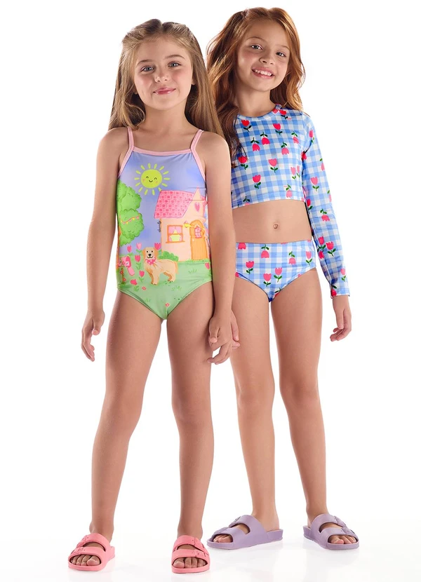 Quimby - Maiô Infantil em Malha Uv Dry Rosa 2