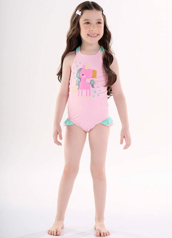 Up Baby - Maiô Infantil em Poliéster Fps+50 Rosa