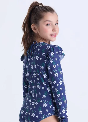 Vida Costeira - Maiô Infantil Feminino Uv50+  Azul Escuro - VIDA COSTEIRA