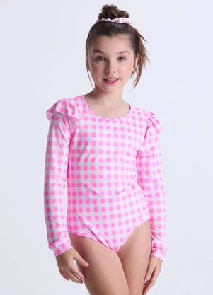 Vida Costeira - Maiô Infantil Feminino Uv50+  Rosa - VIDA COSTEIRA