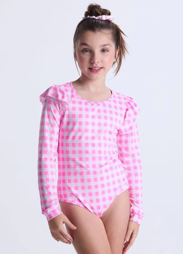 Vida Costeira - Maiô Infantil Feminino Uv50+  Rosa
